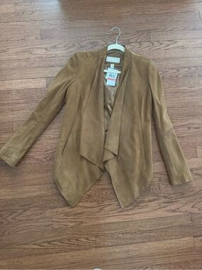 Michael Kors Suede Draped Open-Front Jacket - Brown